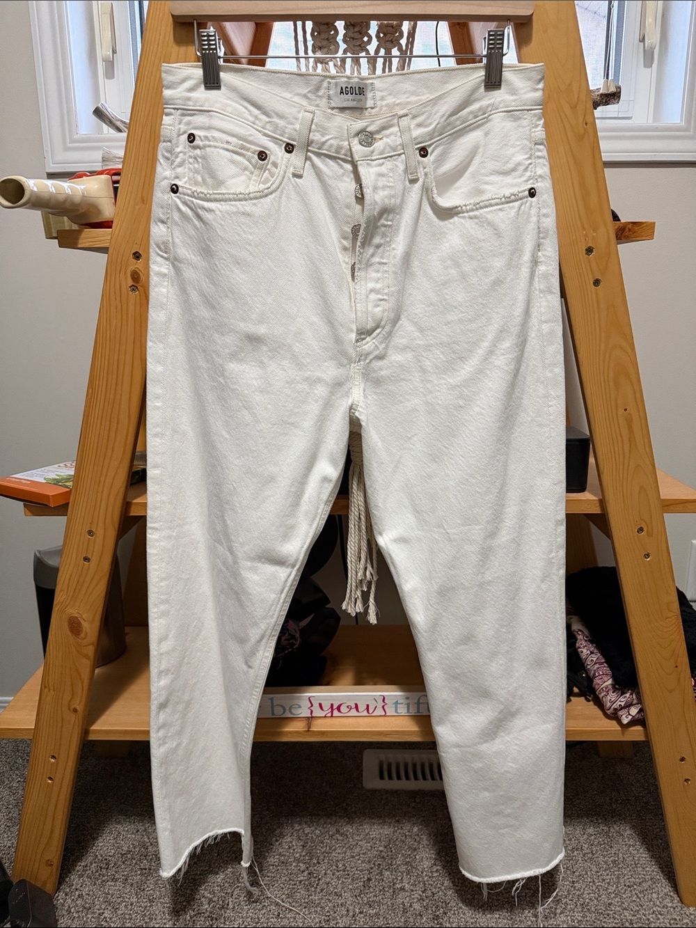 Agolde White Relaxed Straight Jeans